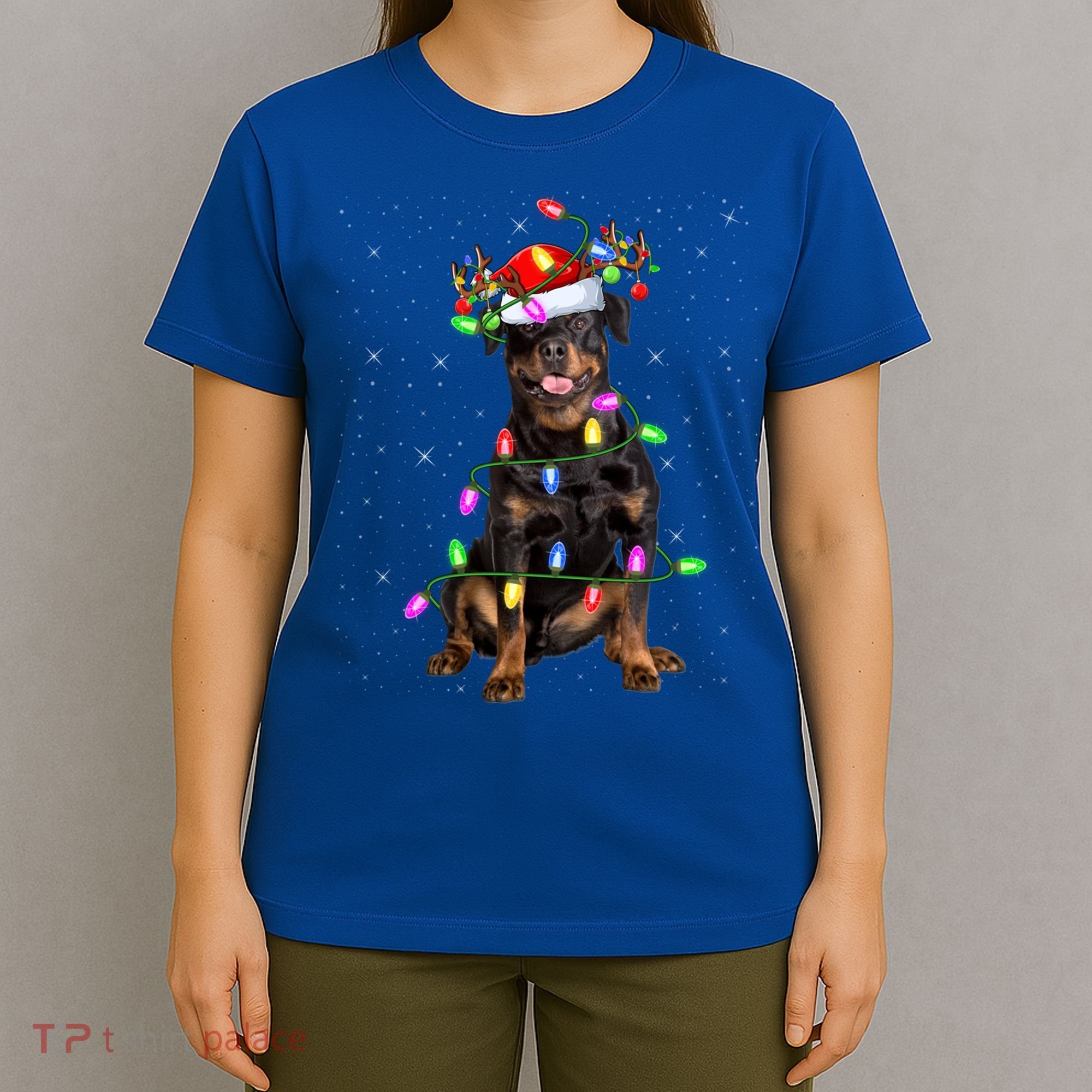 Rottweiler Christmas Tree Light Pajama Dog Xmas Great Gift T-Shirt