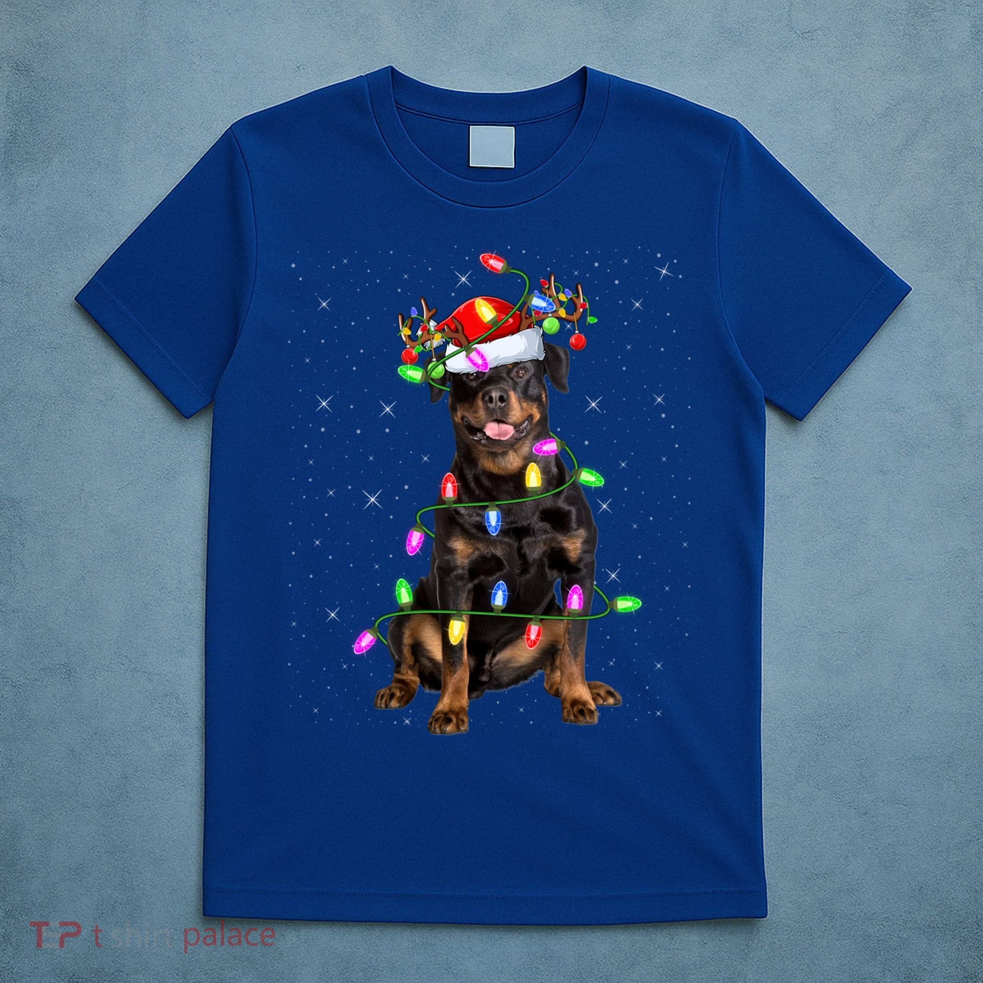 Rottweiler Christmas Tree Light Pajama Dog Xmas Great Gift T-Shirt