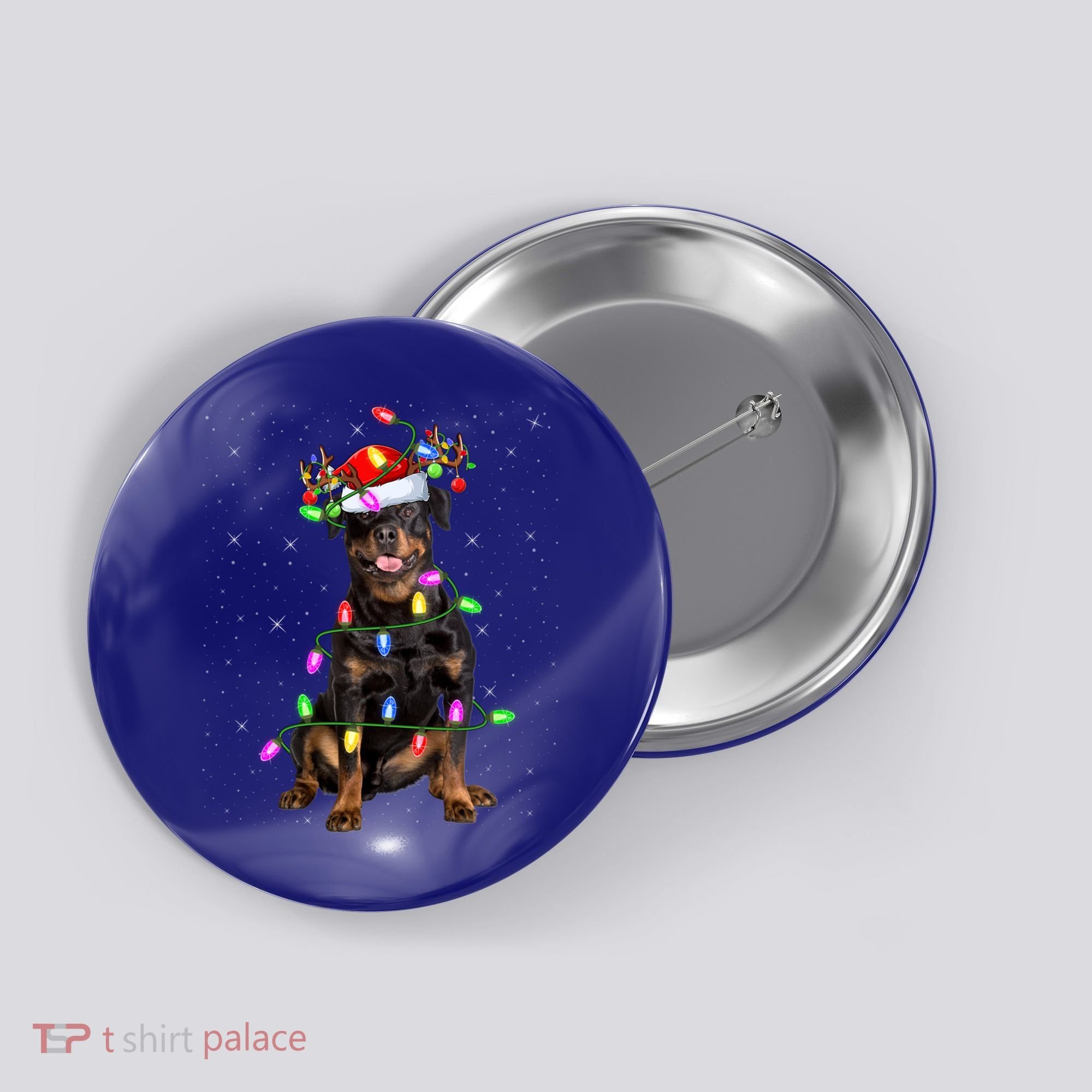 Rottweiler Christmas Tree Light Pajama Dog Xmas Great Gift Button
