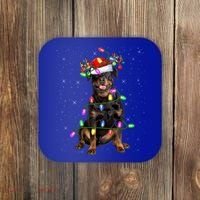 Rottweiler Christmas Tree Light Pajama Dog Xmas Great Gift Coaster thumb 0