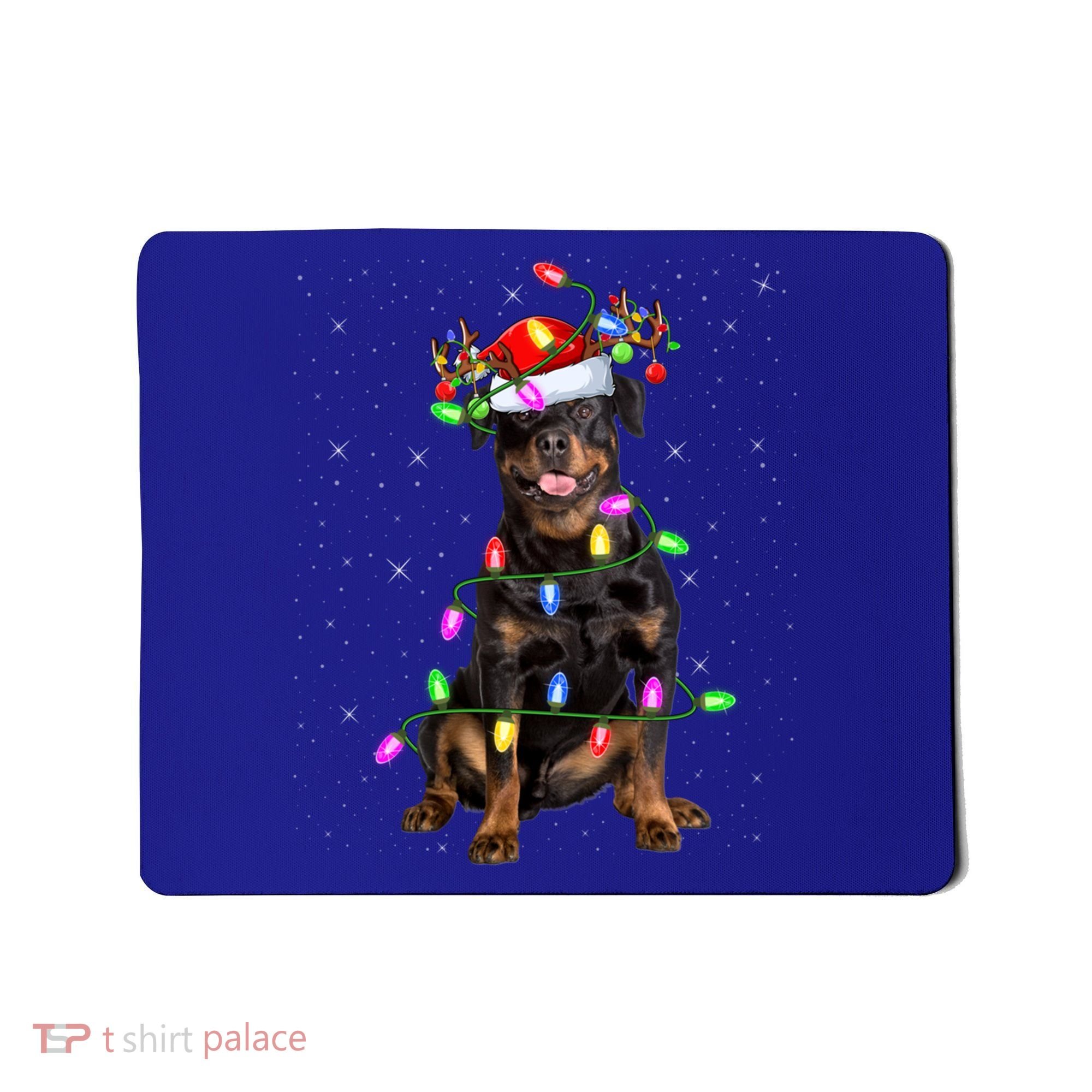 Rottweiler Christmas Tree Light Pajama Dog Xmas Great Gift Mousepad