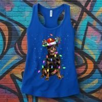 Rottweiler Christmas Tree Light Pajama Dog Xmas Great Gift Women's Tank Top thumb 3