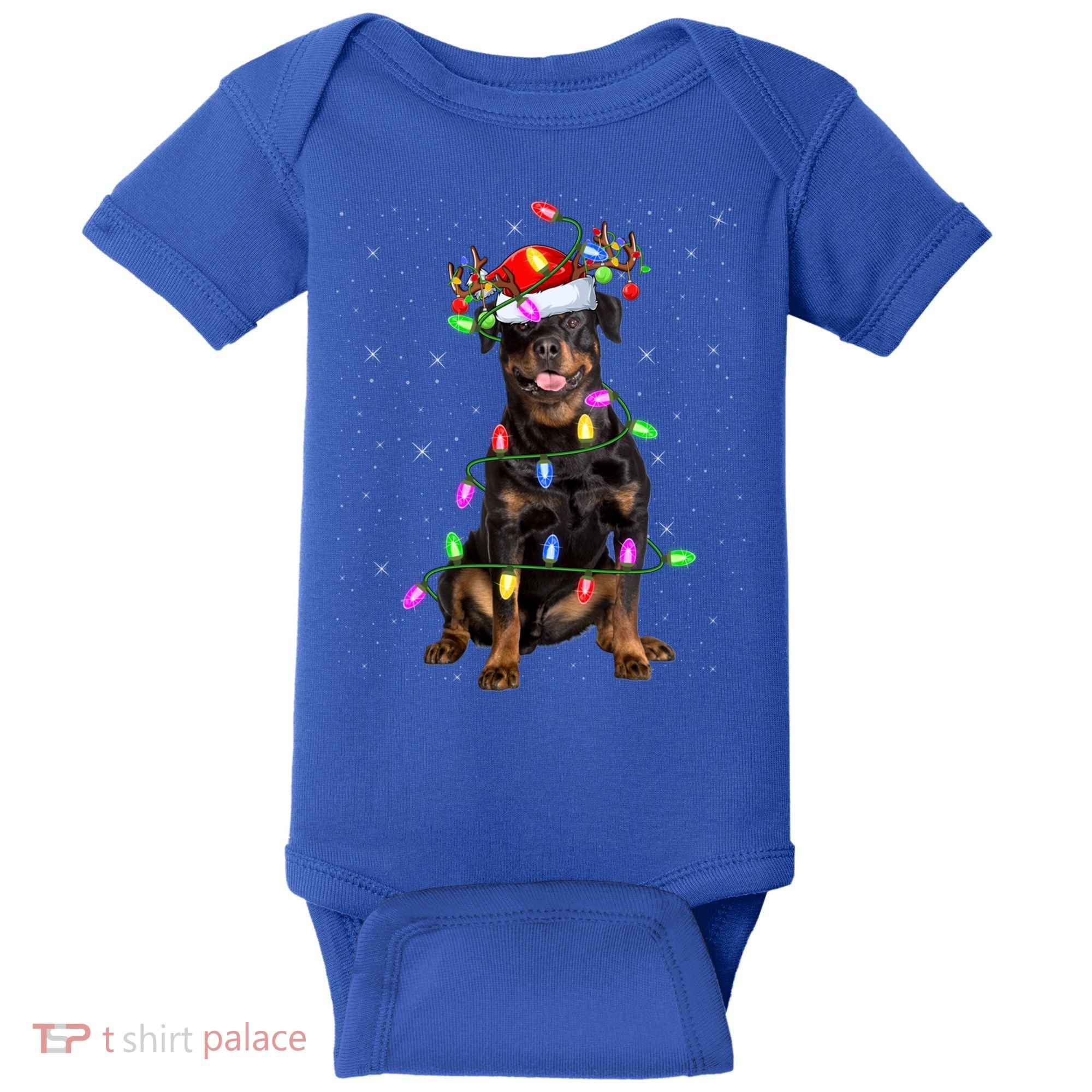 Rottweiler Christmas Tree Light Pajama Dog Xmas Great Gift Baby Bodysuit