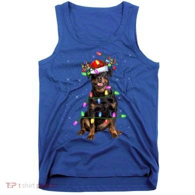Rottweiler Christmas Tree Light Pajama Dog Xmas Great Gift Tank Top