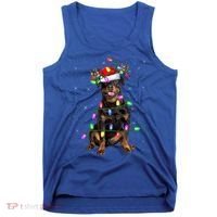 Rottweiler Christmas Tree Light Pajama Dog Xmas Great Gift Tank Top thumb 0