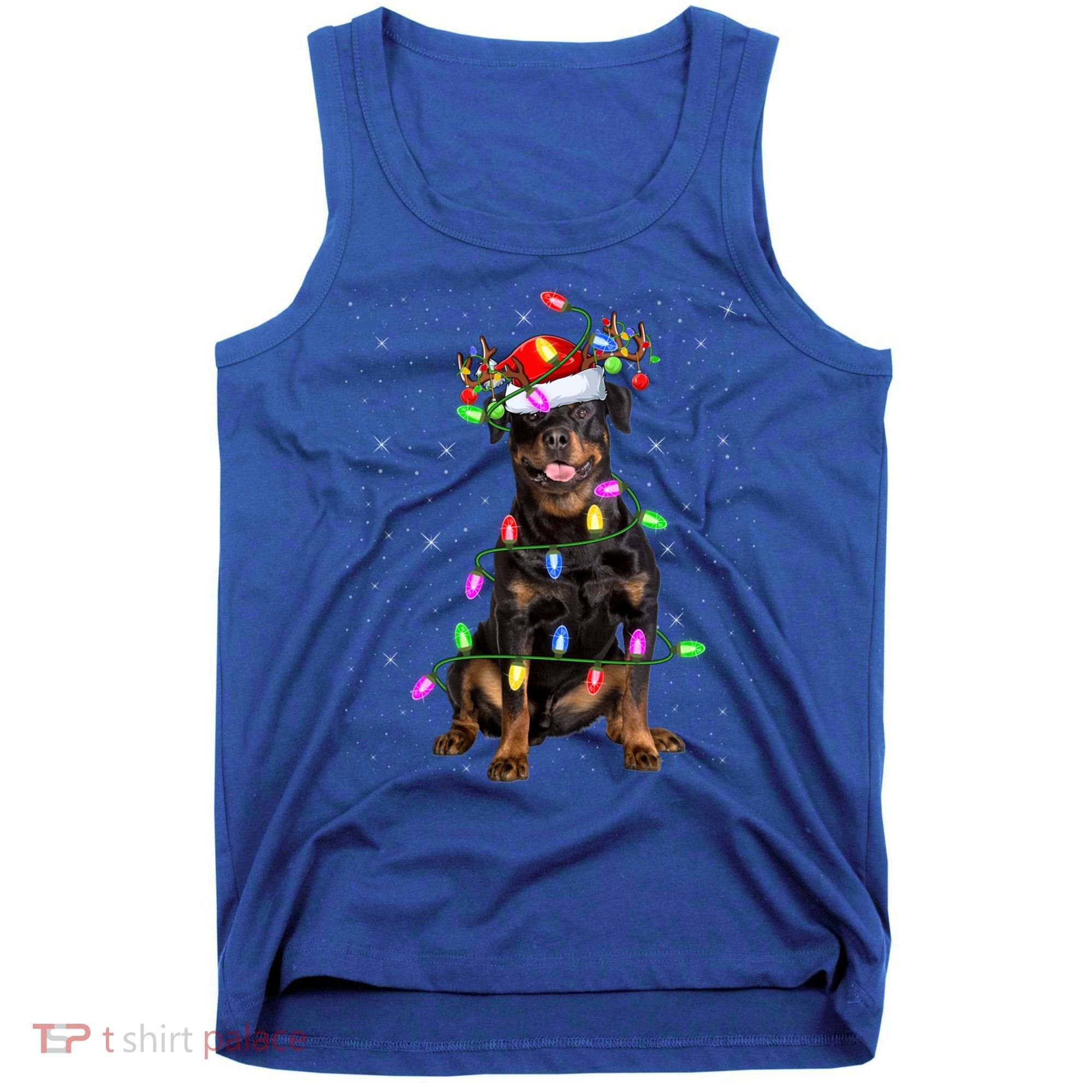Rottweiler Christmas Tree Light Pajama Dog Xmas Great Gift Tank Top