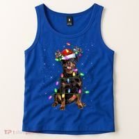 Rottweiler Christmas Tree Light Pajama Dog Xmas Great Gift Tank Top thumb 2
