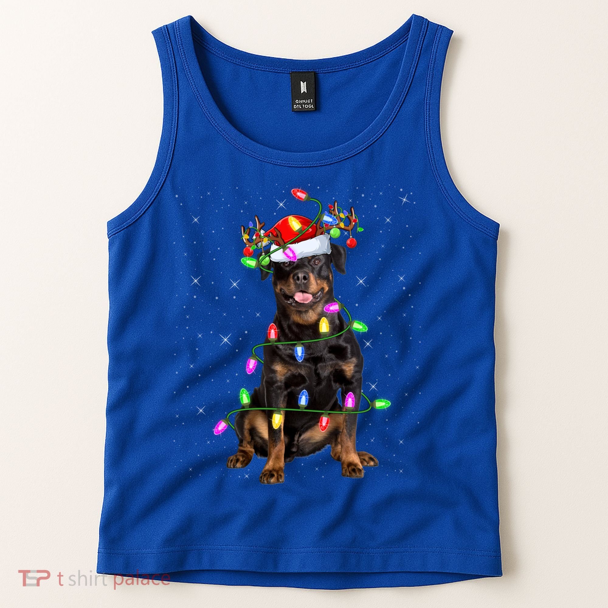 Rottweiler Christmas Tree Light Pajama Dog Xmas Great Gift Tank Top