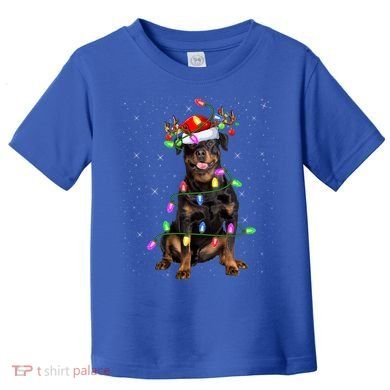 Rottweiler Christmas Tree Light Pajama Dog Xmas Great Gift Toddler T-Shirt