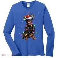 Rottweiler Christmas Tree Light Pajama Dog Xmas Great Gift Women's Long Sleeve Shirt thumb 0