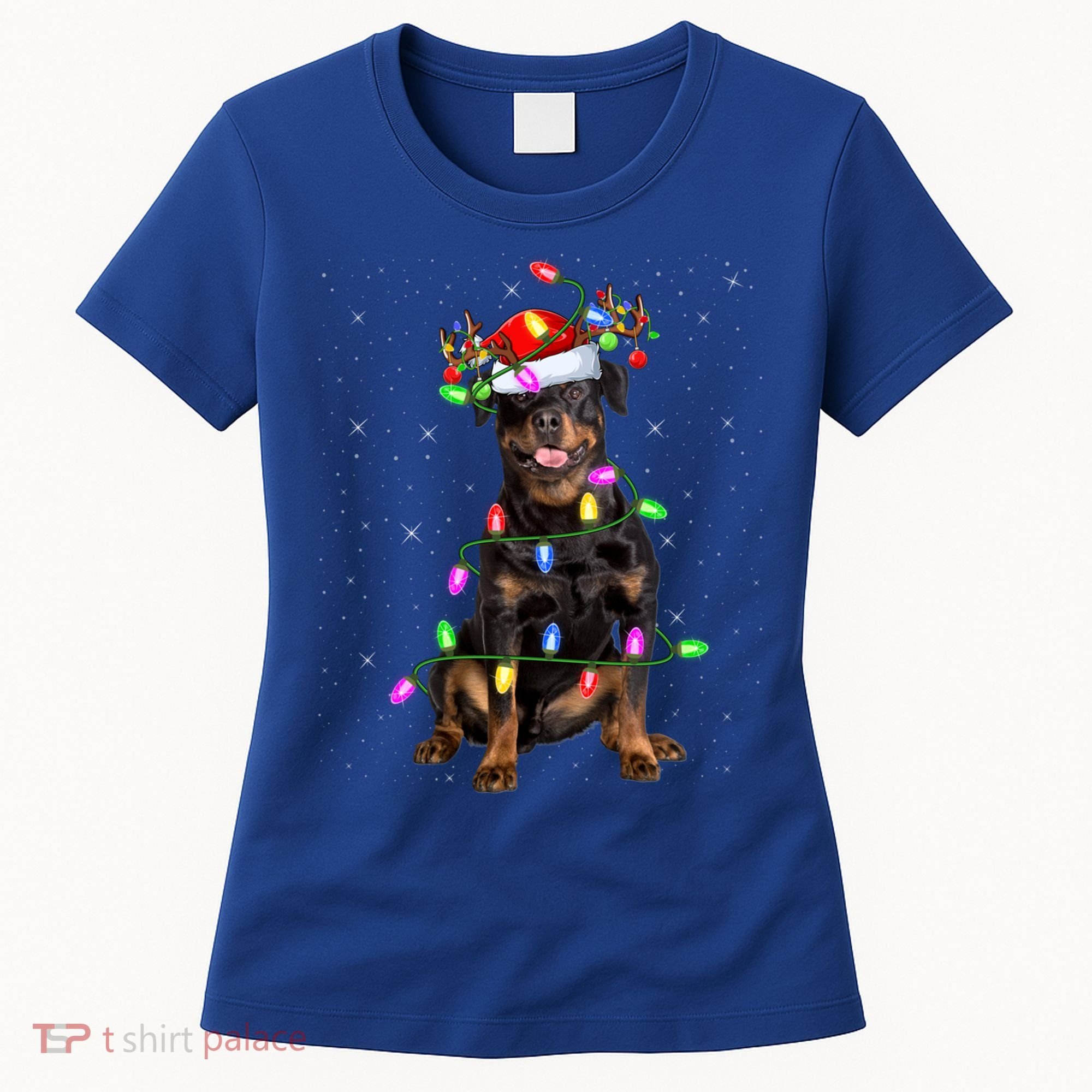 Rottweiler Christmas Tree Light Pajama Dog Xmas Great Gift Women's T-Shirt