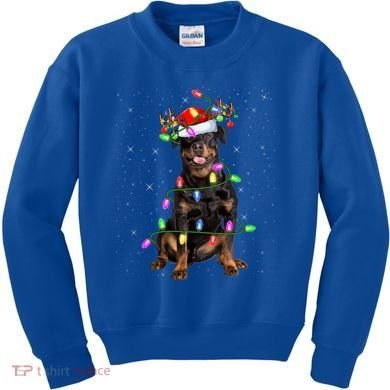 Rottweiler Christmas Tree Light Pajama Dog Xmas Great Gift Kids Sweatshirt