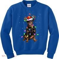 Rottweiler Christmas Tree Light Pajama Dog Xmas Great Gift Kids Sweatshirt thumb 0