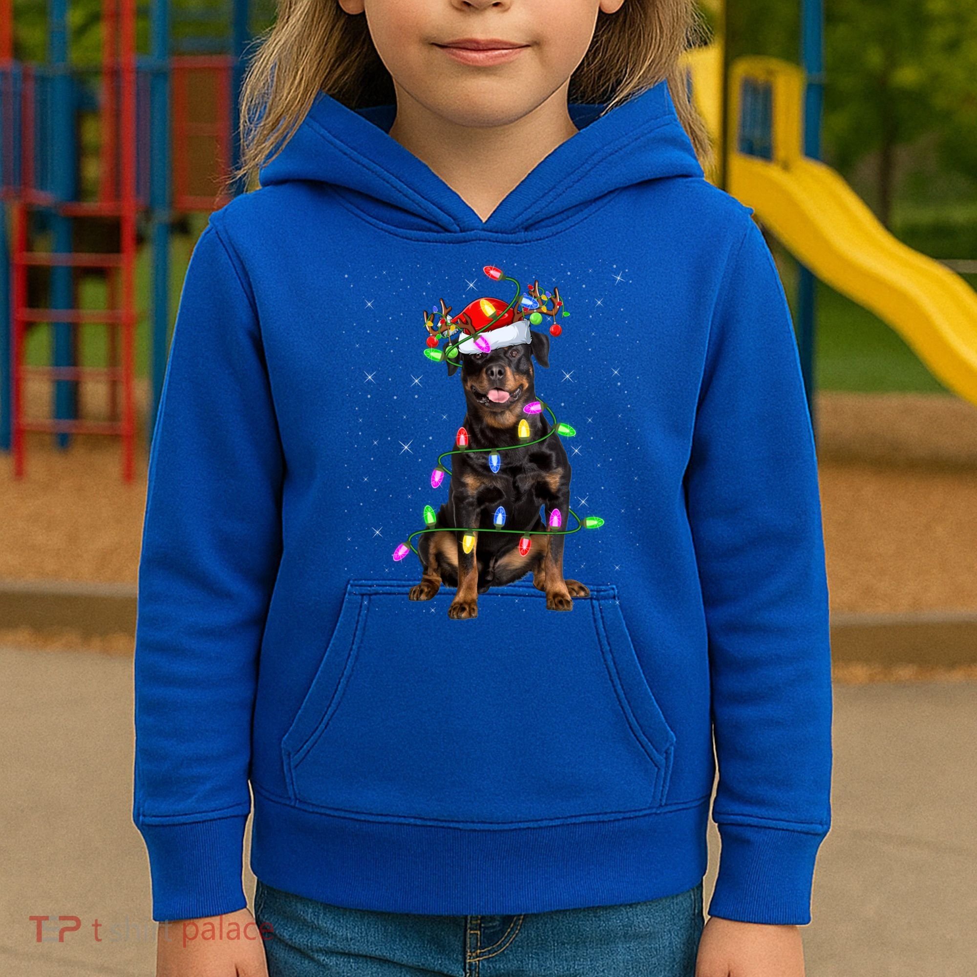 Rottweiler Christmas Tree Light Pajama Dog Xmas Great Gift Kids Hoodie
