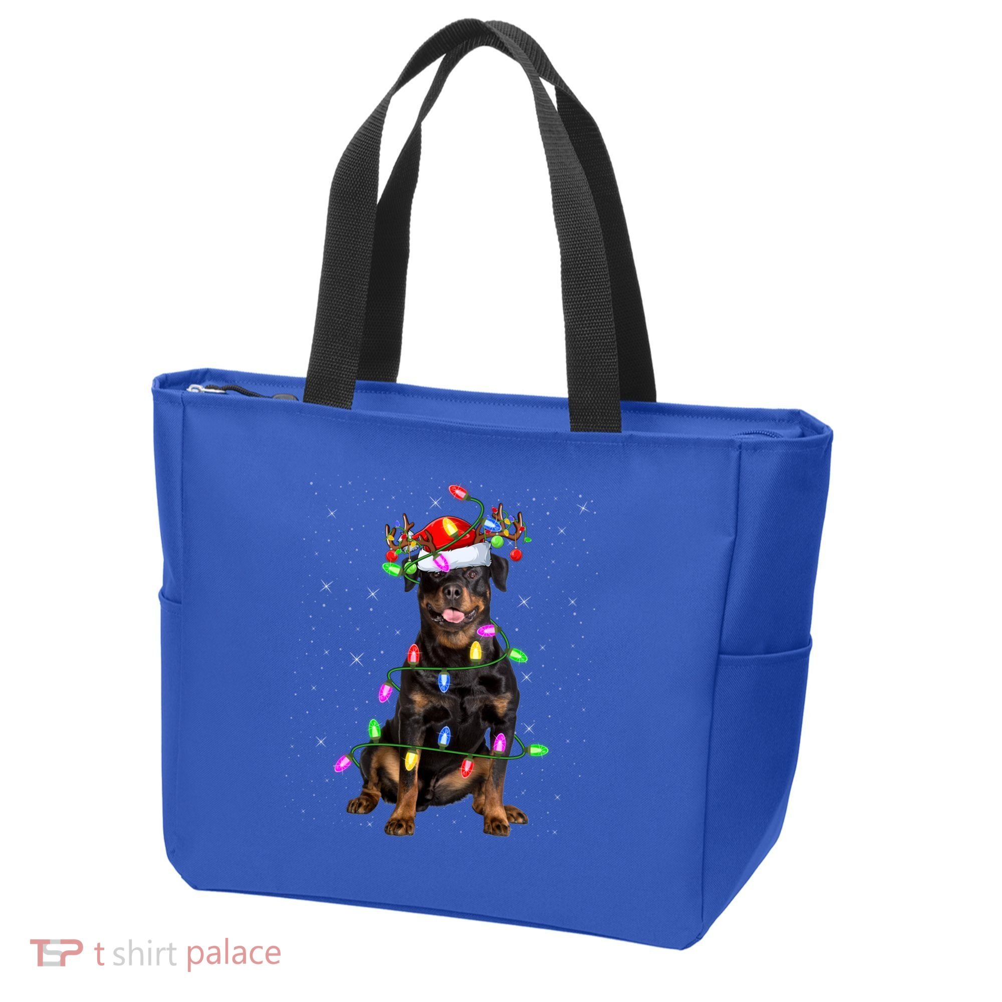 Rottweiler Christmas Tree Light Pajama Dog Xmas Great Gift Tote Bag