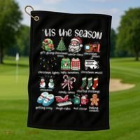 Retro Christmas Tis The Season Golf Towel thumb 1