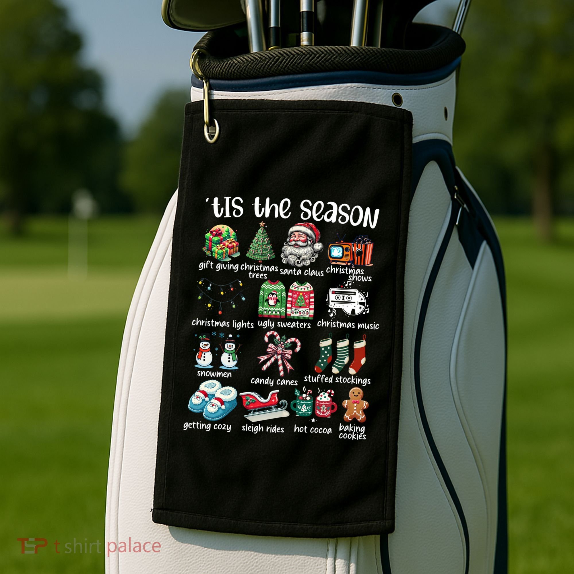 Retro Christmas Tis The Season Golf Towel