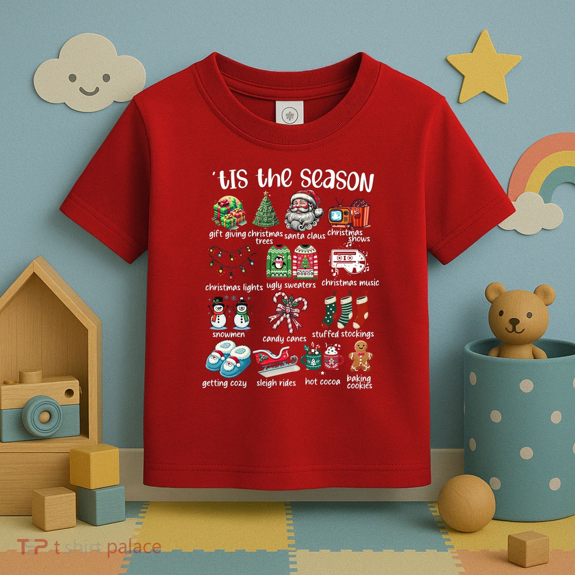 Retro Christmas Tis The Season Toddler T-Shirt