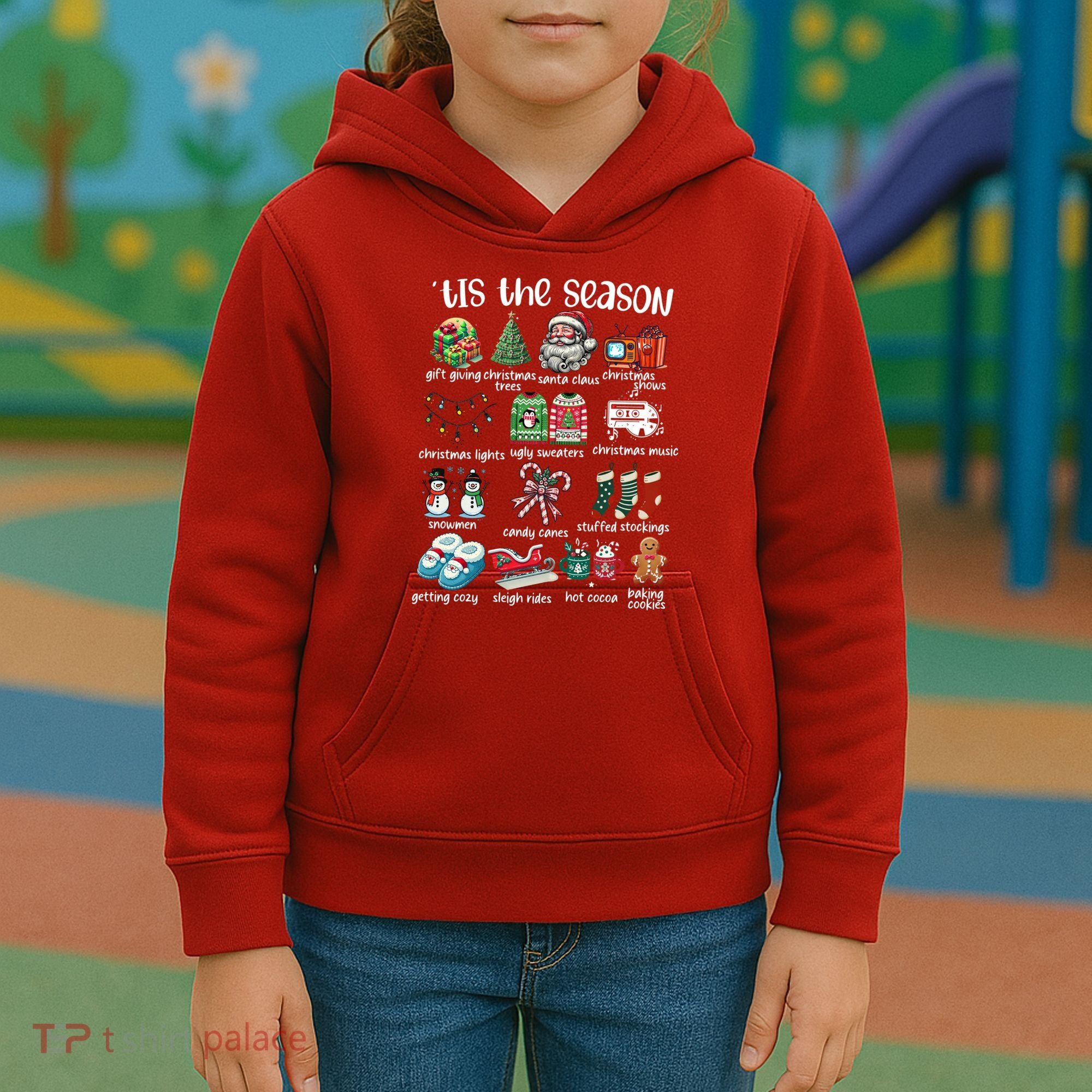 Retro Christmas Tis The Season Kids Hoodie