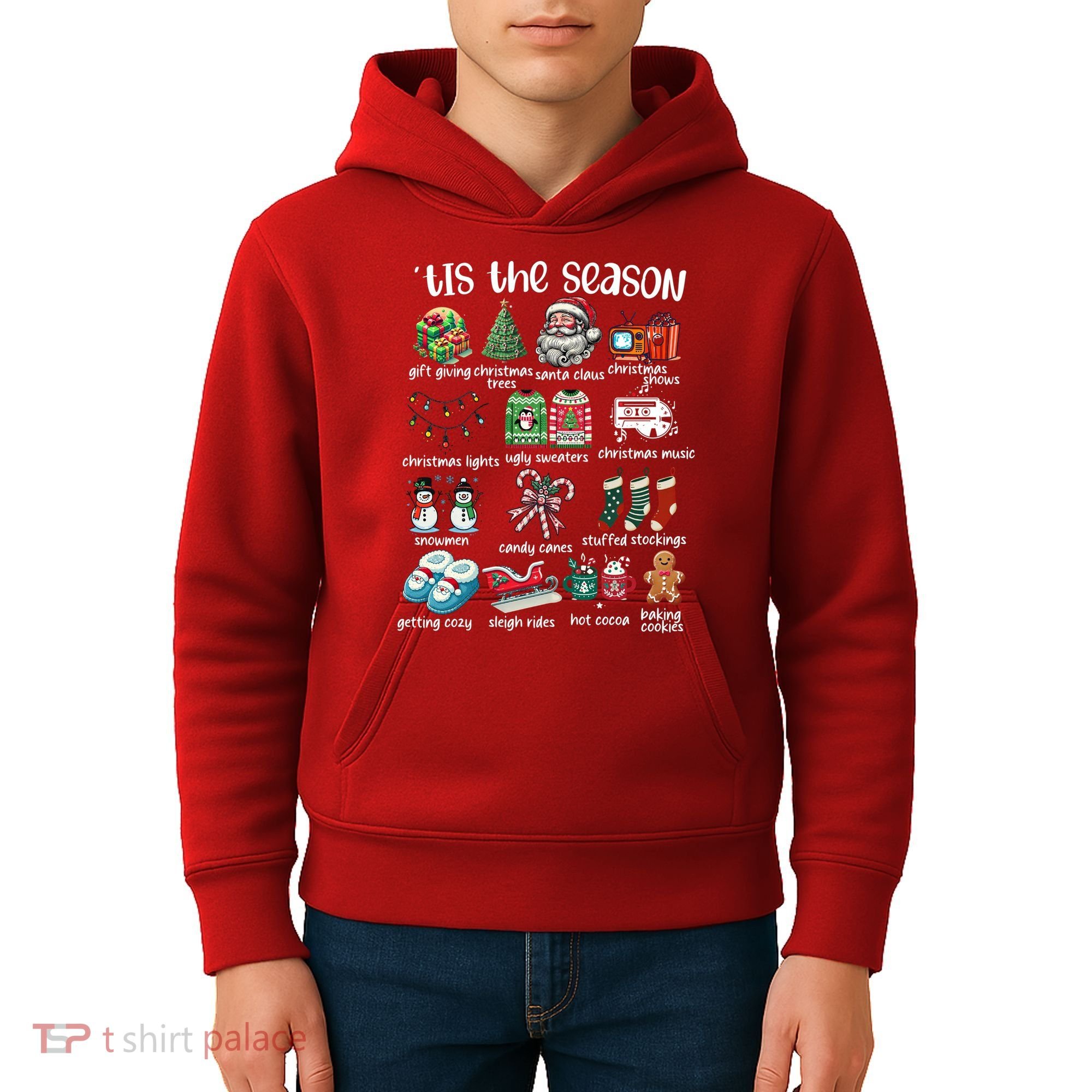 Retro Christmas Tis The Season Kids Hoodie