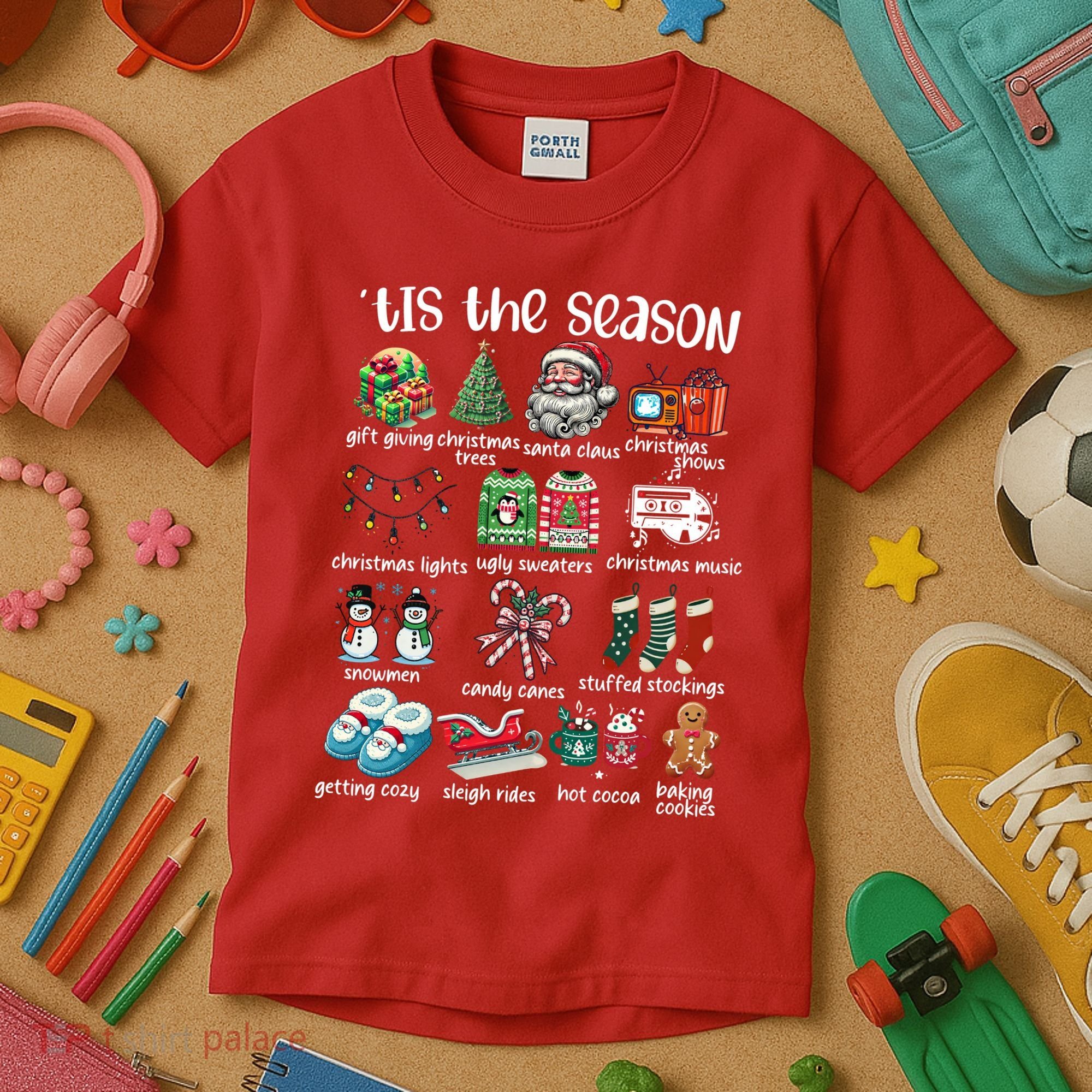 Retro Christmas Tis The Season Kids T-Shirt