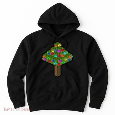 Retro Christmas Tree Blocks Gaming Craft Hoodie