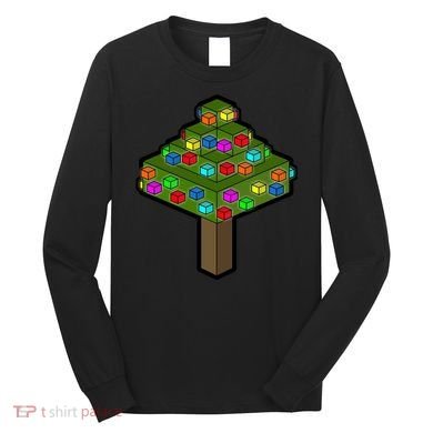 Retro Christmas Tree Blocks Gaming Craft Long Sleeve Shirt