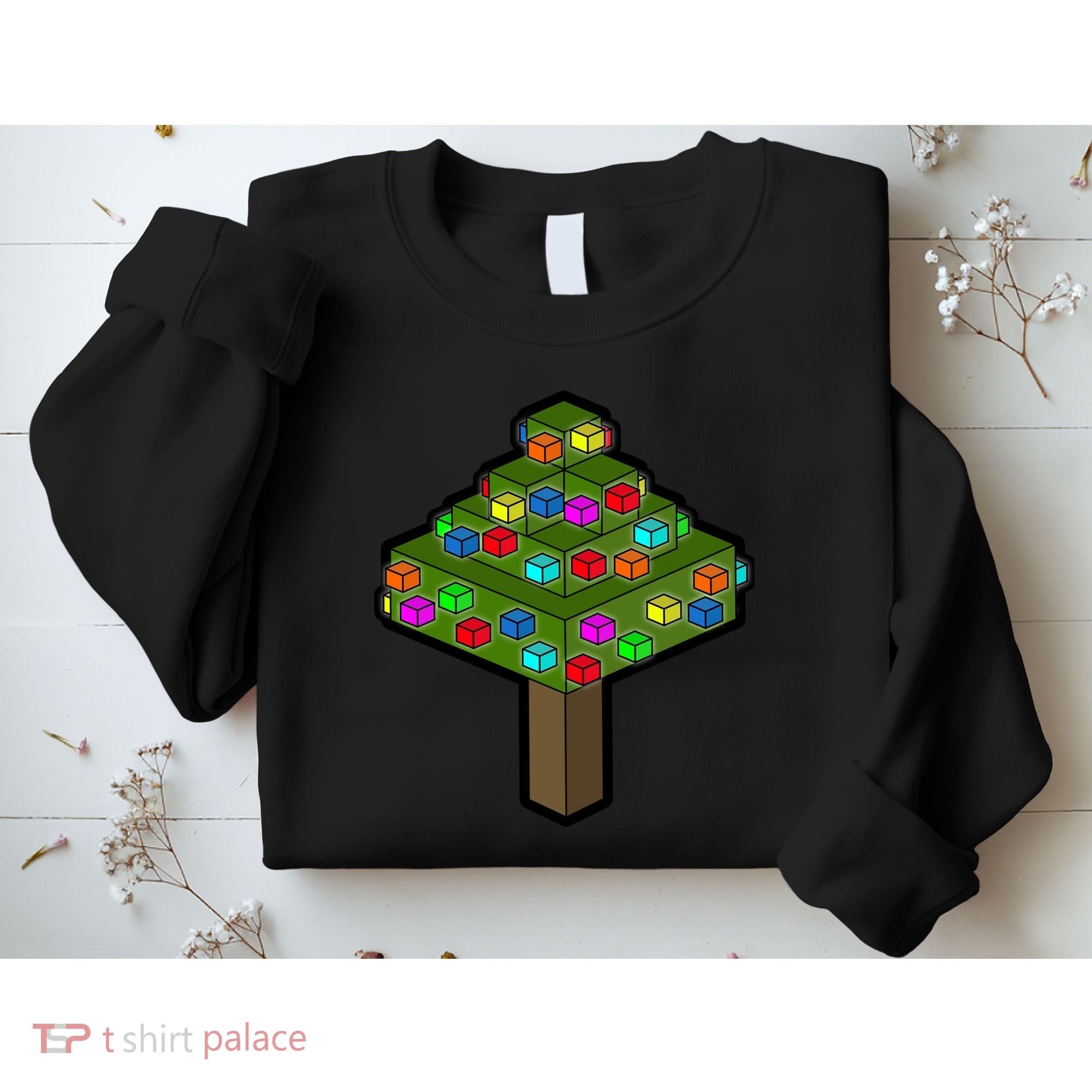 Retro Christmas Tree Blocks Gaming Craft Sweatshirt