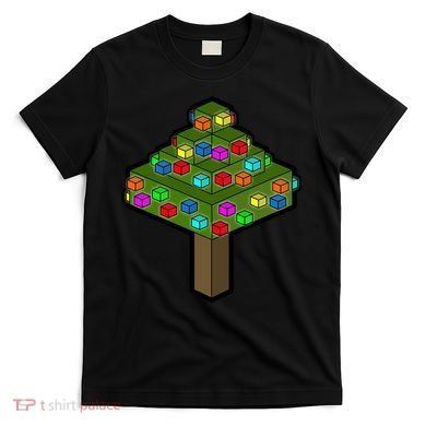 Retro Christmas Tree Blocks Gaming Craft T-Shirt