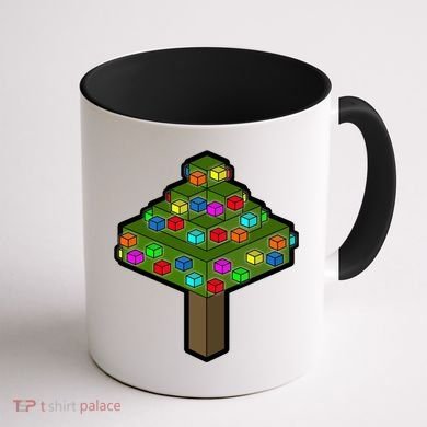Retro Christmas Tree Blocks Gaming Craft Coffee Mug back