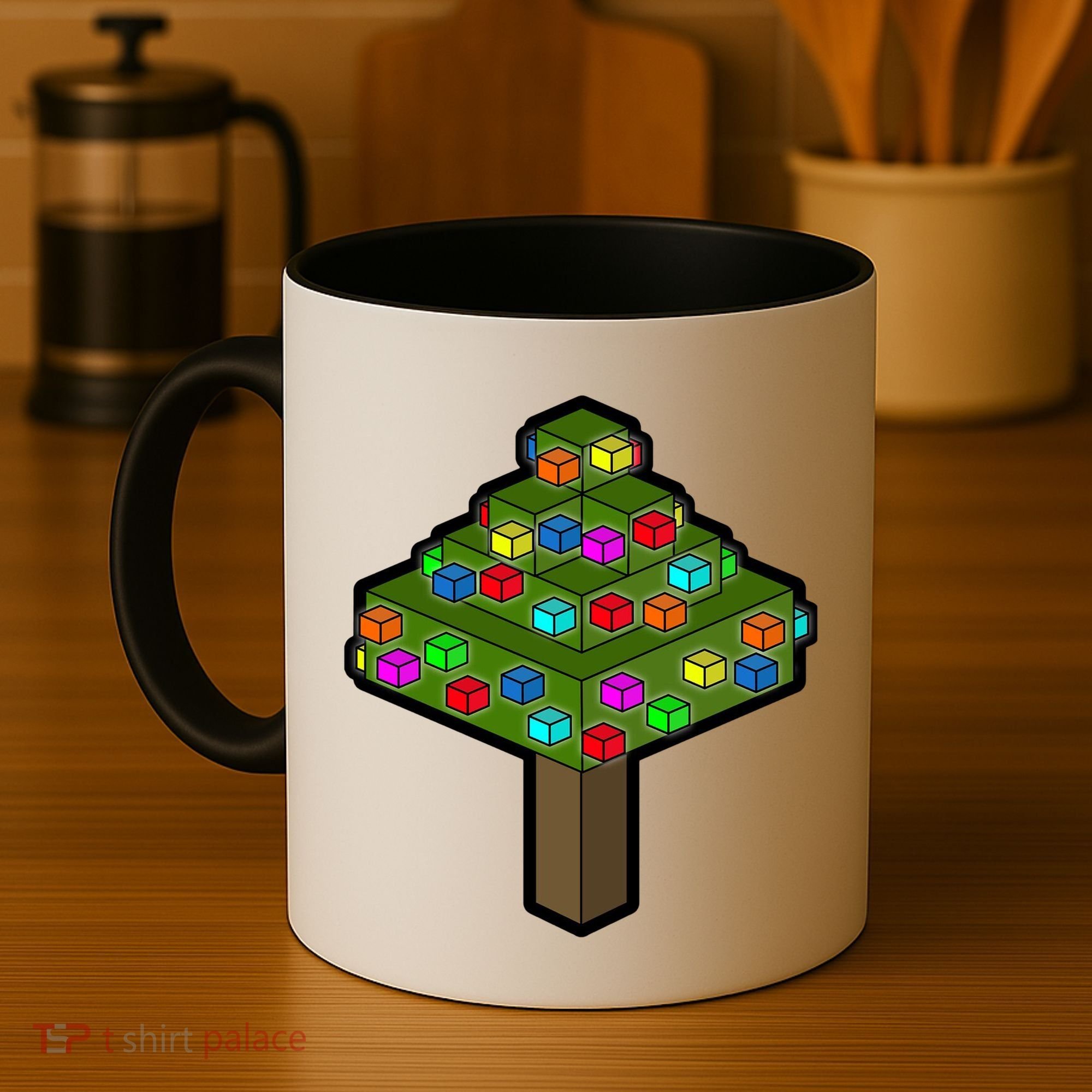 Retro Christmas Tree Blocks Gaming Craft Coffee Mug