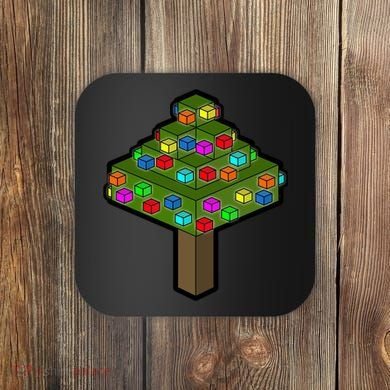 Retro Christmas Tree Blocks Gaming Craft Coaster