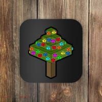Retro Christmas Tree Blocks Gaming Craft Coaster thumb 0