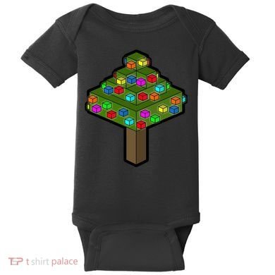 Retro Christmas Tree Blocks Gaming Craft Baby Bodysuit