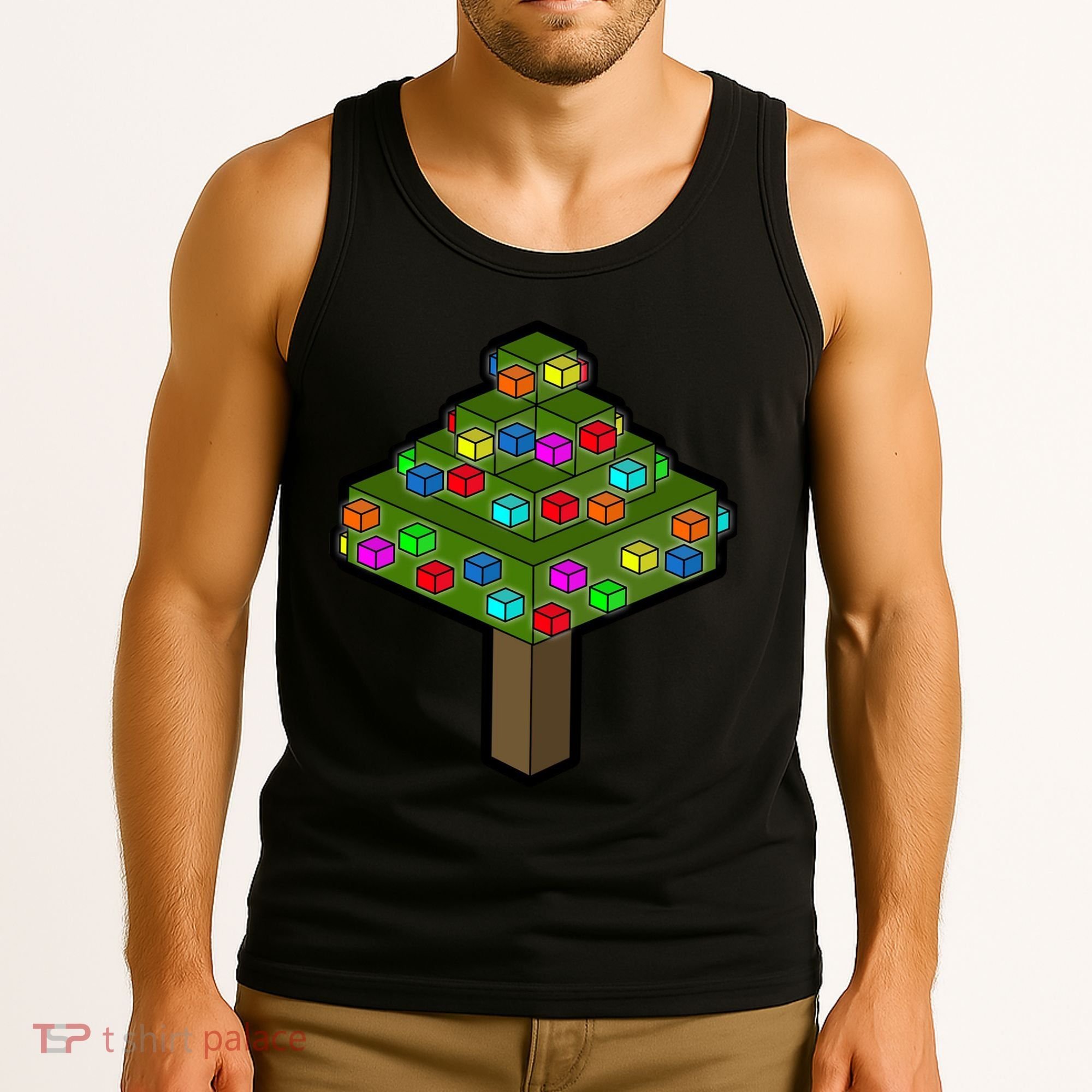 Retro Christmas Tree Blocks Gaming Craft Tank Top