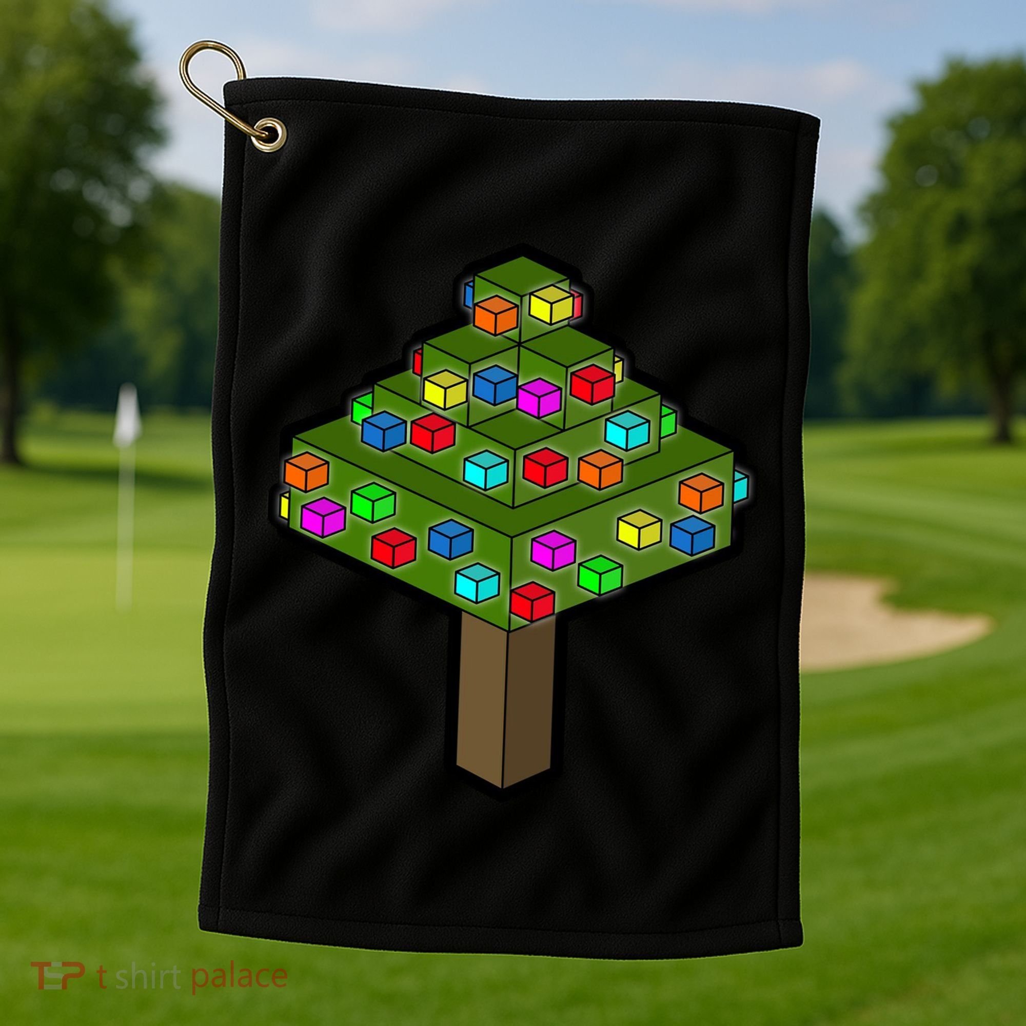 Retro Christmas Tree Blocks Gaming Craft Golf Towel
