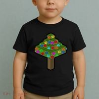 Retro Christmas Tree Blocks Gaming Craft Toddler T-Shirt thumb 2