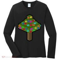 Retro Christmas Tree Blocks Gaming Craft Women's Long Sleeve Shirt thumb 0