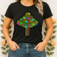 Retro Christmas Tree Blocks Gaming Craft Women's T-Shirt thumb 2