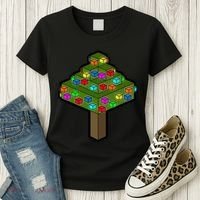 Retro Christmas Tree Blocks Gaming Craft Women's T-Shirt thumb 3