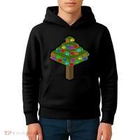 Retro Christmas Tree Blocks Gaming Craft Kids Hoodie thumb 4