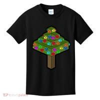 Retro Christmas Tree Blocks Gaming Craft Kids T-Shirt thumb 0