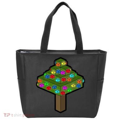 Retro Christmas Tree Blocks Gaming Craft Tote Bag