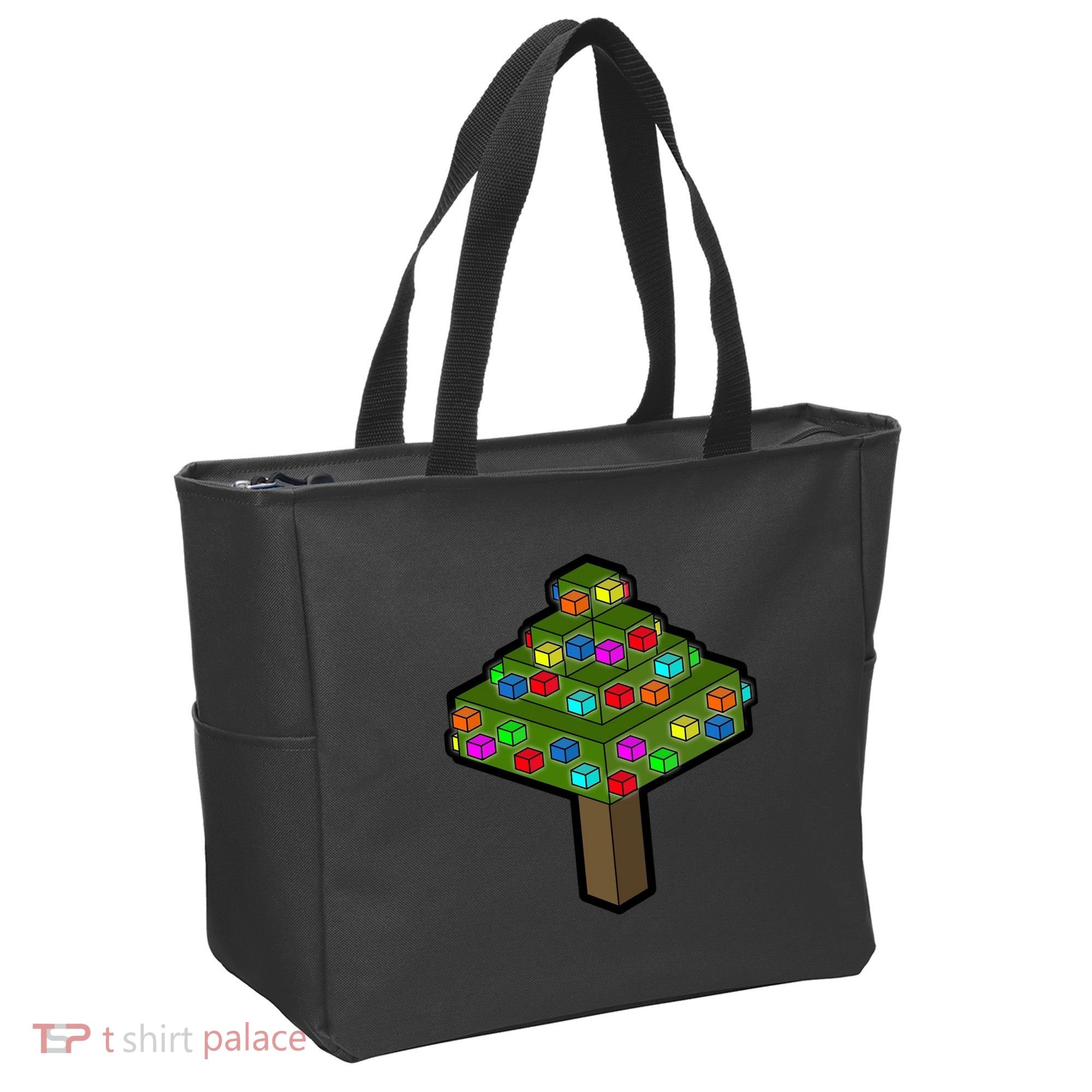 Retro Christmas Tree Blocks Gaming Craft Tote Bag