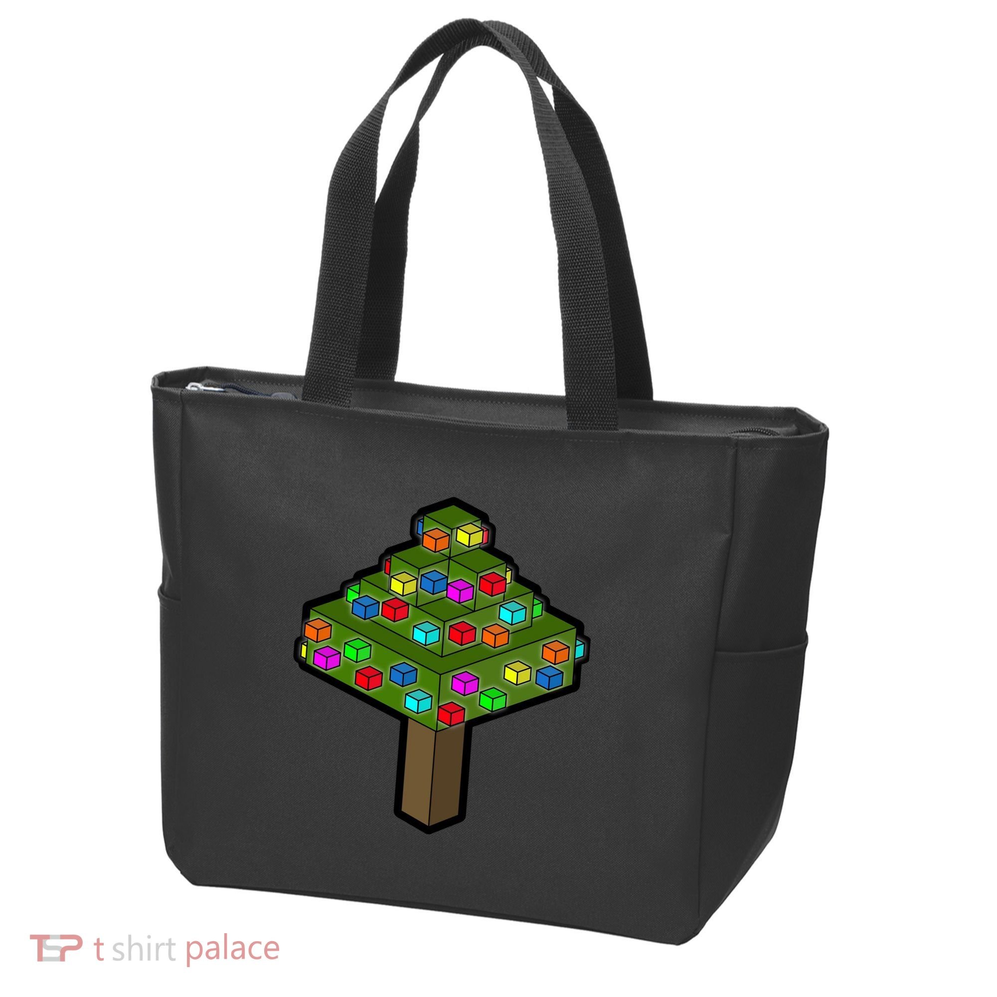 Retro Christmas Tree Blocks Gaming Craft Tote Bag