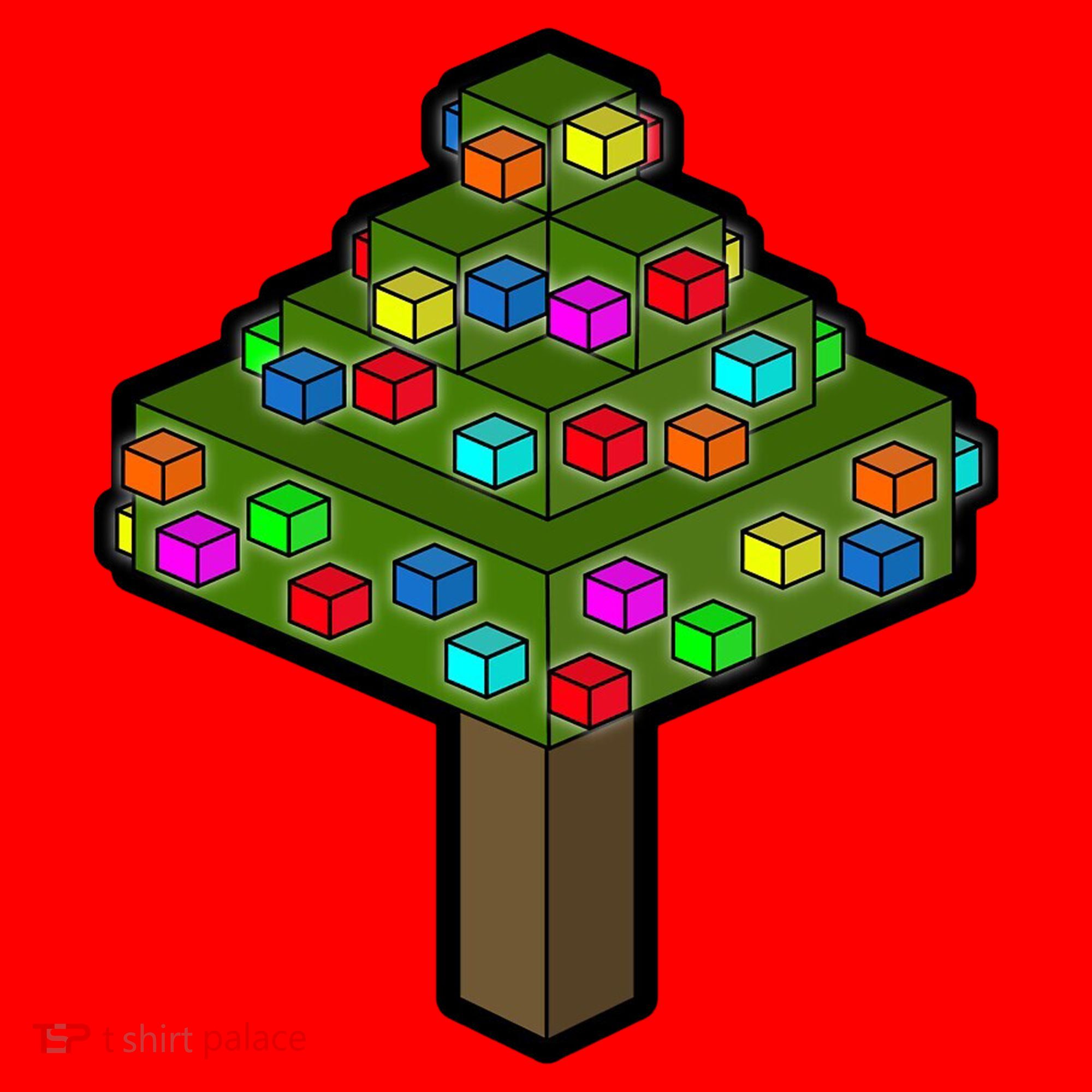 Retro Christmas Tree Blocks Gaming Craft Santa Hat