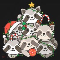 Raccoon Christmas Tree Lights Pajama Racoon Lover Xmas Gifts Women's Tank Top thumb 5