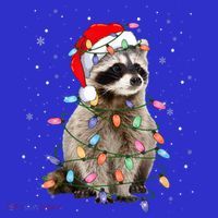 Raccoon Christmas Tree Lights Pajama Santa Racoon Lover Xmas Sweatshirt thumb 3
