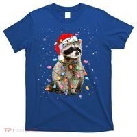 Raccoon Christmas Tree Lights Pajama Santa Racoon Lover Xmas T-Shirt thumb 0
