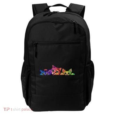 Realistic Cat Trio Colorful Abstract Design Backpack
